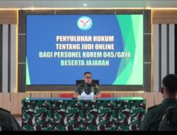 Korem 045/Gaya Selenggarakan Kegiatan Penyuluhan hukum terkait dengan Judi Online